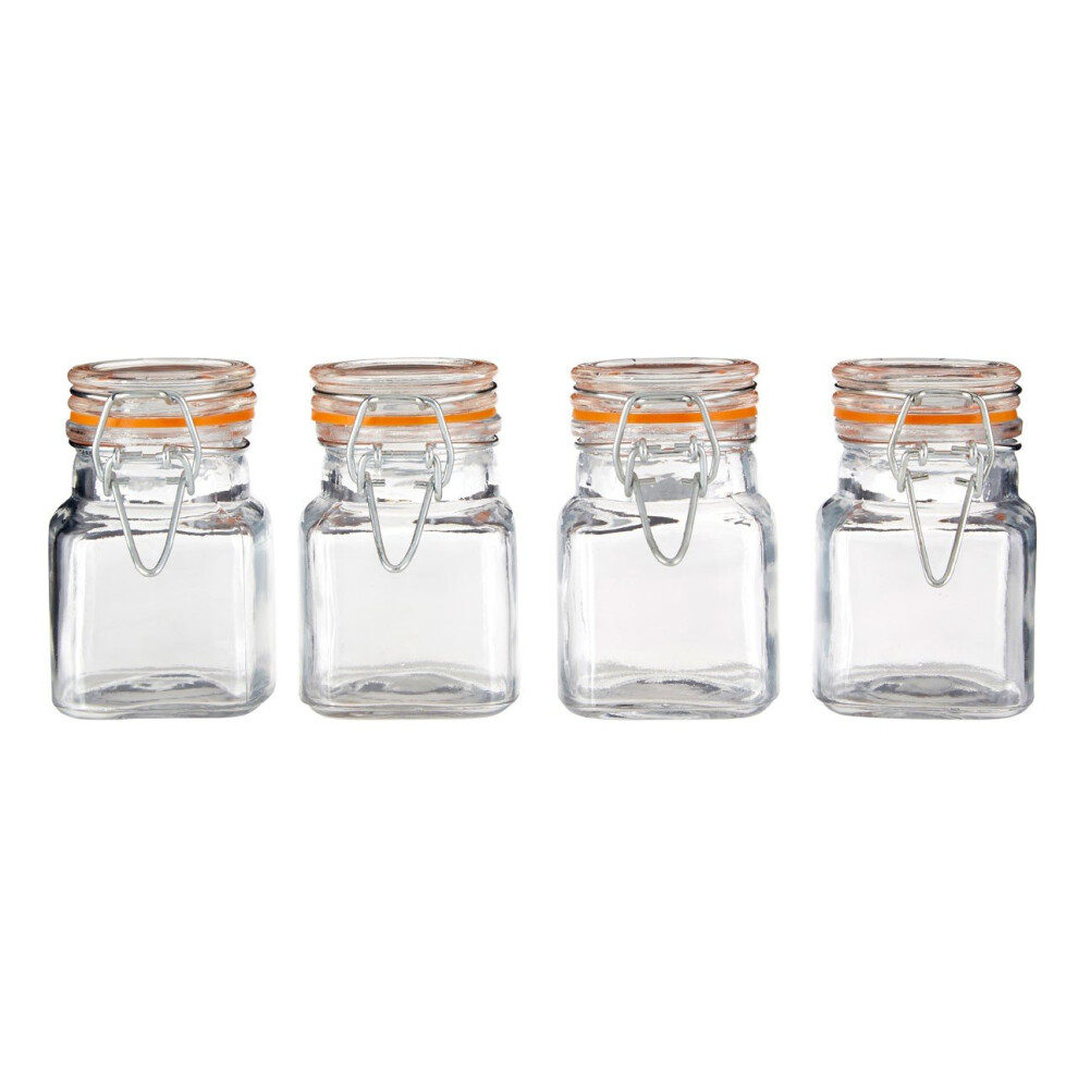 Premier Housewares Set Of 4 Glass Jars 90Ml Ideal For Preserving Spices Herbs