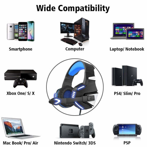 Gaming headset for Xbox One PS4 PC,USB Headphones with Mic LED 2
