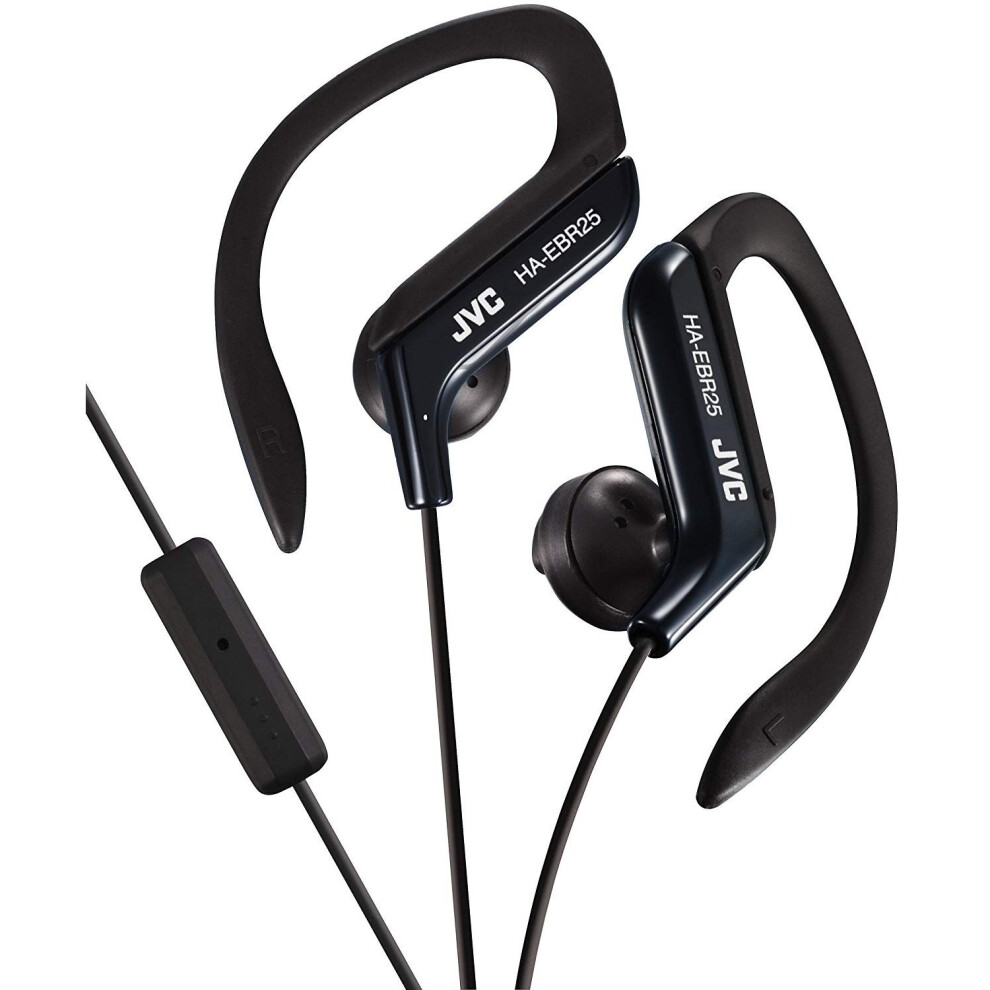 JVC In-Ear Sports Headphone with Ear Clip and 1-Button Microphone - Black