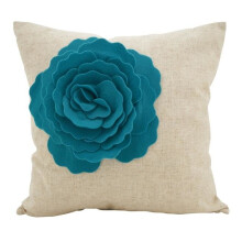 Saro Lifestyle 2097.BL18S Rose Flower Statement Poly Filled Throw Pillow - Blue