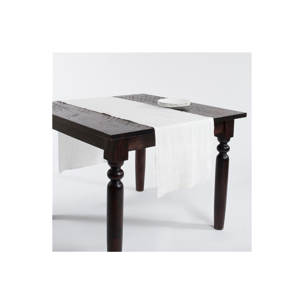 Saro Lifestyle 13009.I1672B 16 x 72 in. Rectangular Fringed Design Stone Washed Linen Table Runner - Ivory-image-OPC-PYNVVK-NEW