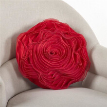 Saro Lifestyle 160.R16R 16 in. Rose Design Round Pillow with Poly Filled, Red