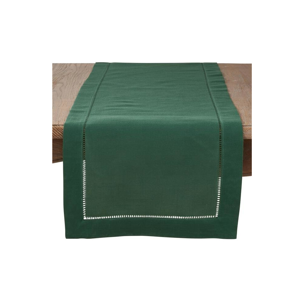 Saro Lifestyle 6307.JG1690B 16 x 90 in. Rectangular Classic Hemstitch Border Table Runner - Jasper Green-image-OPC-PYNVYV-NEW