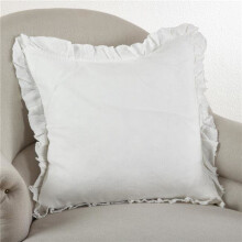 Saro Lifestyle 13069.I20S 20 in. Square Ruffled Design Pillow with Down Filled&, Ivory