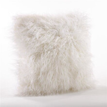 Saro Lifestyle 706.I18S 18 in. Square Mongolian Faux Fur Throw Pillow, Ivory