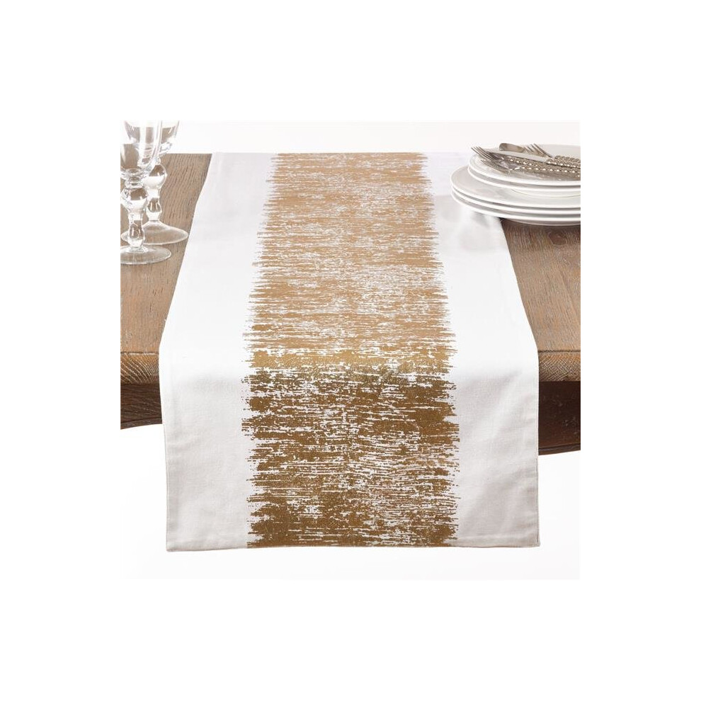 Saro Lifestyle 700.GL1672B 16 x 72 in. Rectangular Banded Design Table Runner - Gold-image-OPC-PYNWVR-NEW