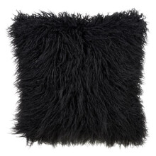 Saro Lifestyle 706.BK18S 18 in. Forester Square Mongolian Faux Fur Throw Pillow - Black