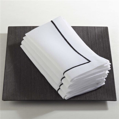 Saro Lifestyle Broderet Line Design servietter (s?t med 4) Sort 20""""