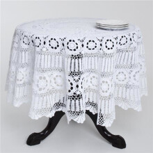 Saro Lifestyle 869.W36R 36 in. Round Handmade Crochet Cotton Lace Table Linens - White