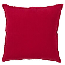Saro Lifestyle 13049.R20S 20 in. Square Fringed Design Down Filled Linen Pillow - Red