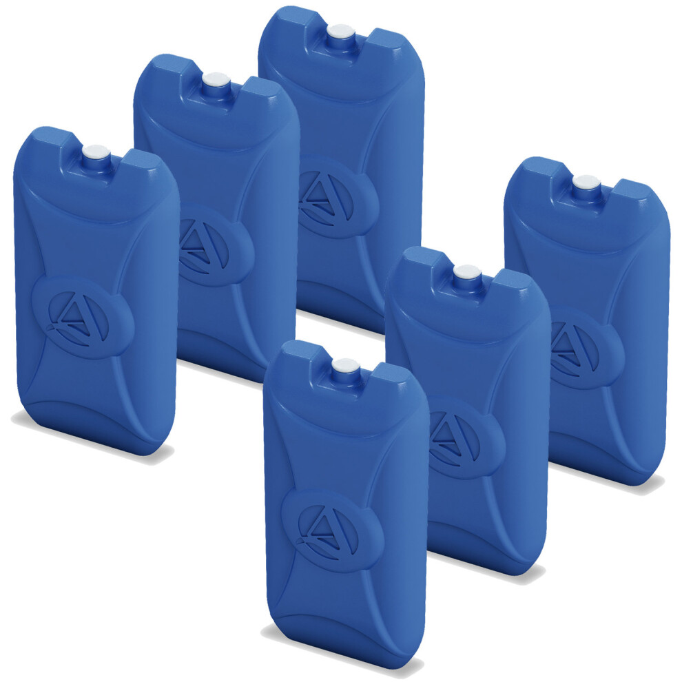 6x Adriatic Reusable Ice Packs for Cooler Boxes – Cold, Reusable, Non-Toxic, Backpack, Rucksack, 19 x 9 x 4 cm, 350 g each
