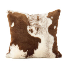 Saro Lifestyle 471.BR18S 18 in. Square Urban Faux Cowhide Poly Filled Throw Pillow, Brown