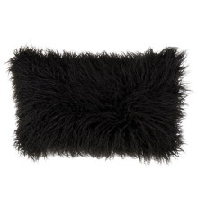 Saro Lifestyle 706.BK1220B 12 x 20 in. Rectangle Mongolian Faux Fur Throw Pillow - Black