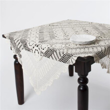 Saro Lifestyle 869.E36S 36 in. Square Handmade Crochet Cotton Lace Table Linens - Ecru