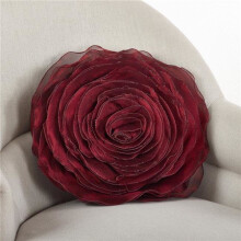 Saro Lifestyle 160.BU16R 16 in. Damask Napkin Round Rose Design Poly Filled Pillow - Burgundy