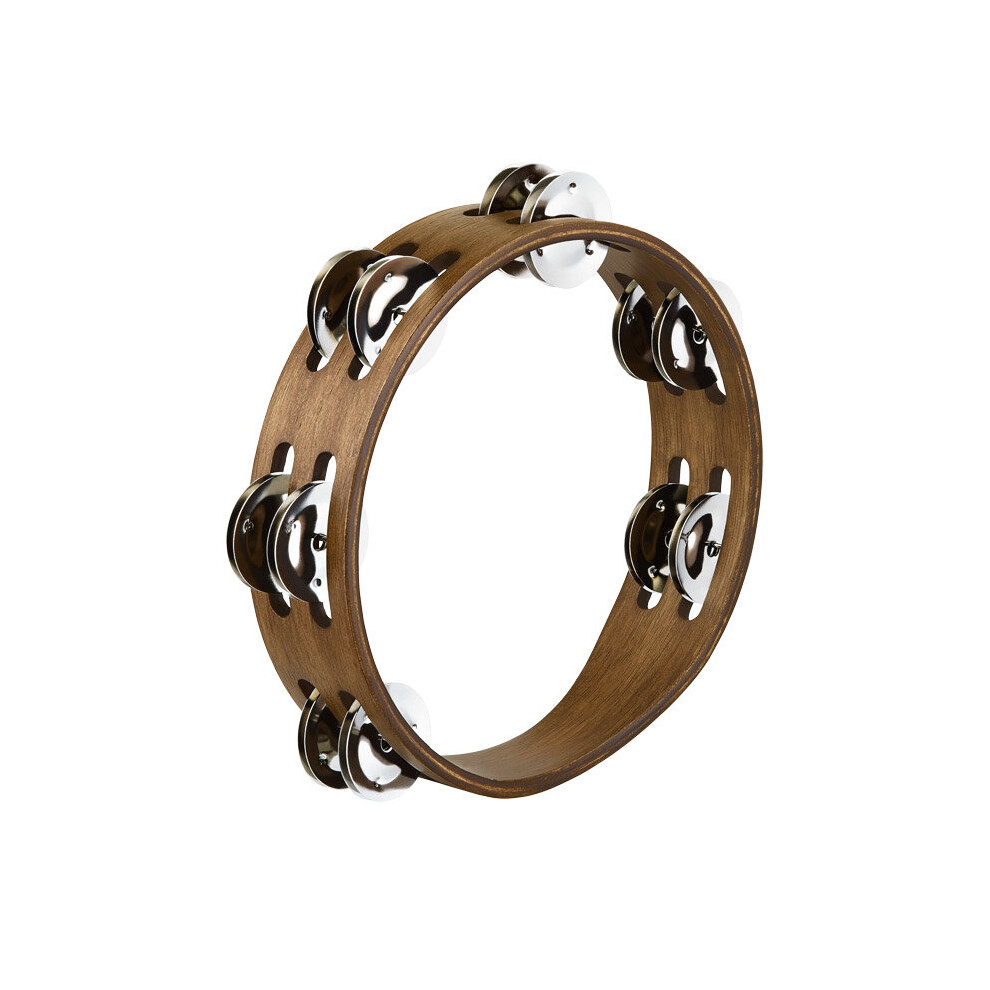 Meinl CTA2WB Compact Wood Tambourine with Stainless Steel Jingles, Walnut Brown