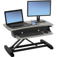 Ergotron Workfit-Z Workstation Wood Grain Dove Grey Rectangle Top 33-458-917