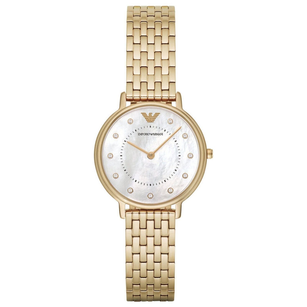 Armani Emporio Mother Of Pearl Dial Plated Ladies Watch Ar11007 Gold