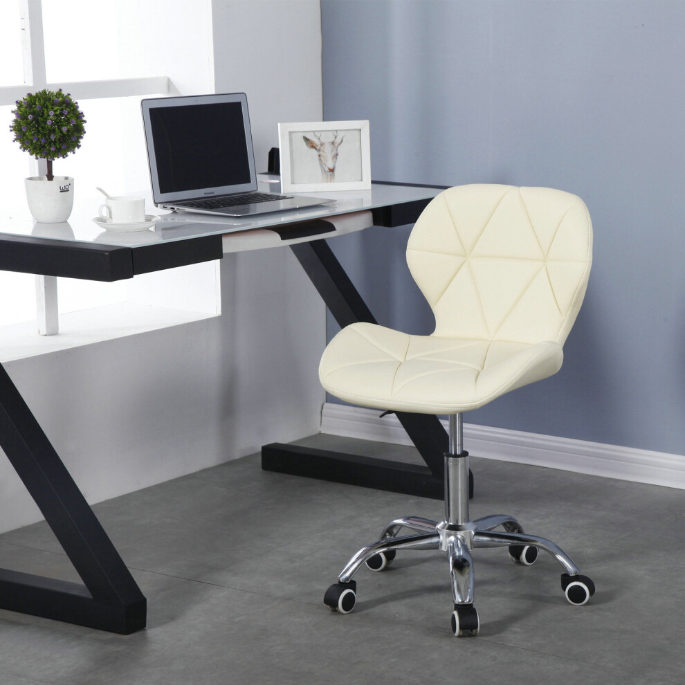 (Milky White) Charles Jacobs Cushioned Swivel Office Chair