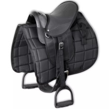 vidaXL Pony Saddle Set 10" Black Horse Pad Covering with Stirrup Belt Girth