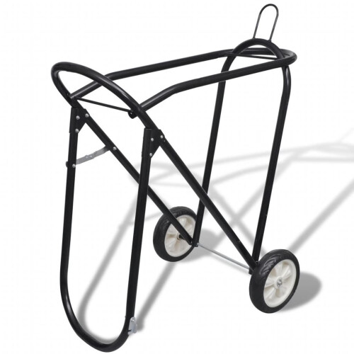 VidaXL Metal Foldable Saddle Rack 84 cm Steel Saddle Rack with Wheels Black