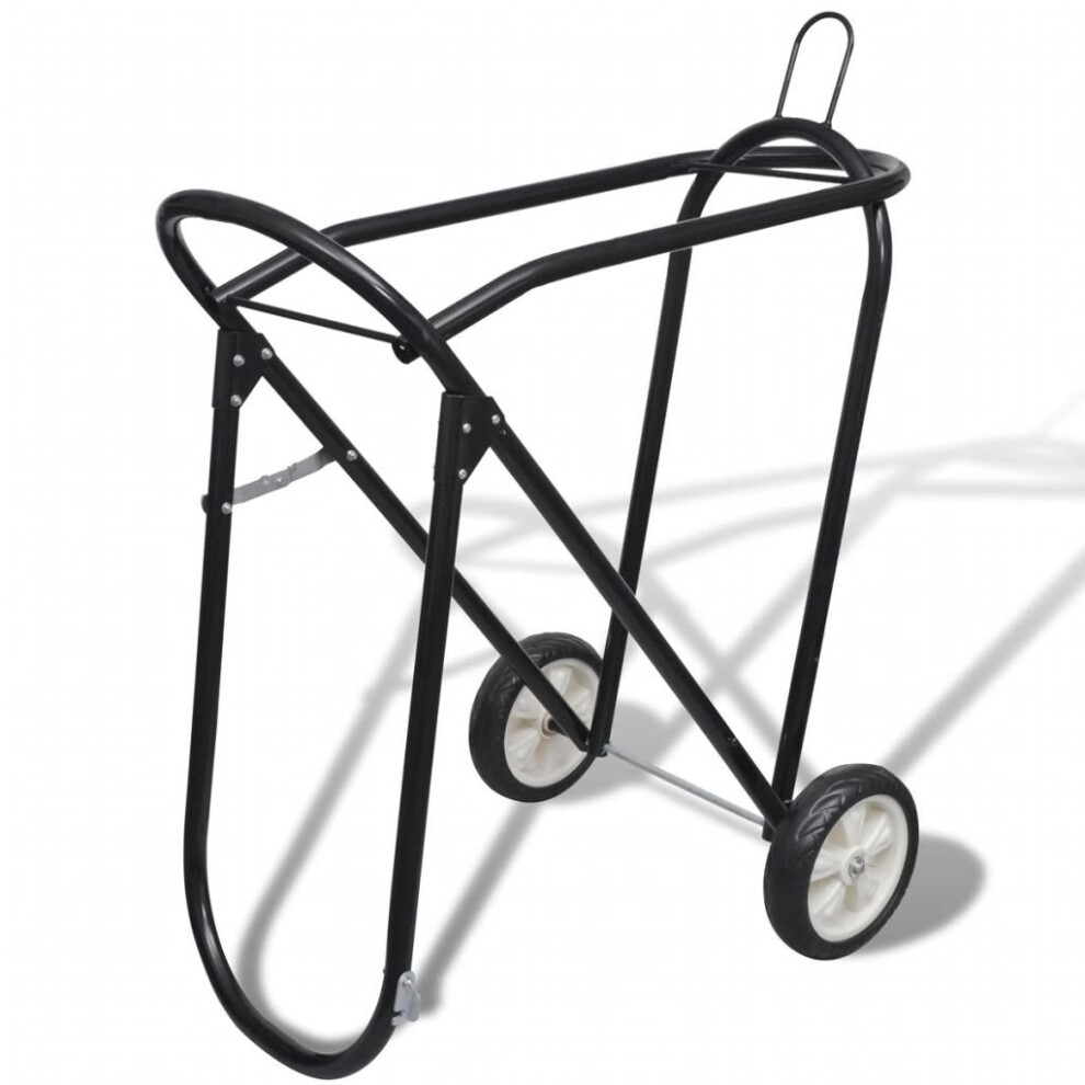 Metal Foldable Saddle Rack 84 cm Steel Saddle Rack with Wheels Black
