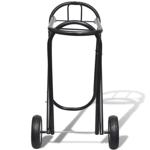 VidaXL Metal Foldable Saddle Rack 84 cm Steel Saddle Rack with Wheels Black 2