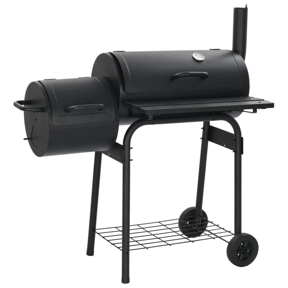 Vidaxl Classic Charcoal Bbq Offset Smoker Garden Picnic Cooking Grill Barbecue Black