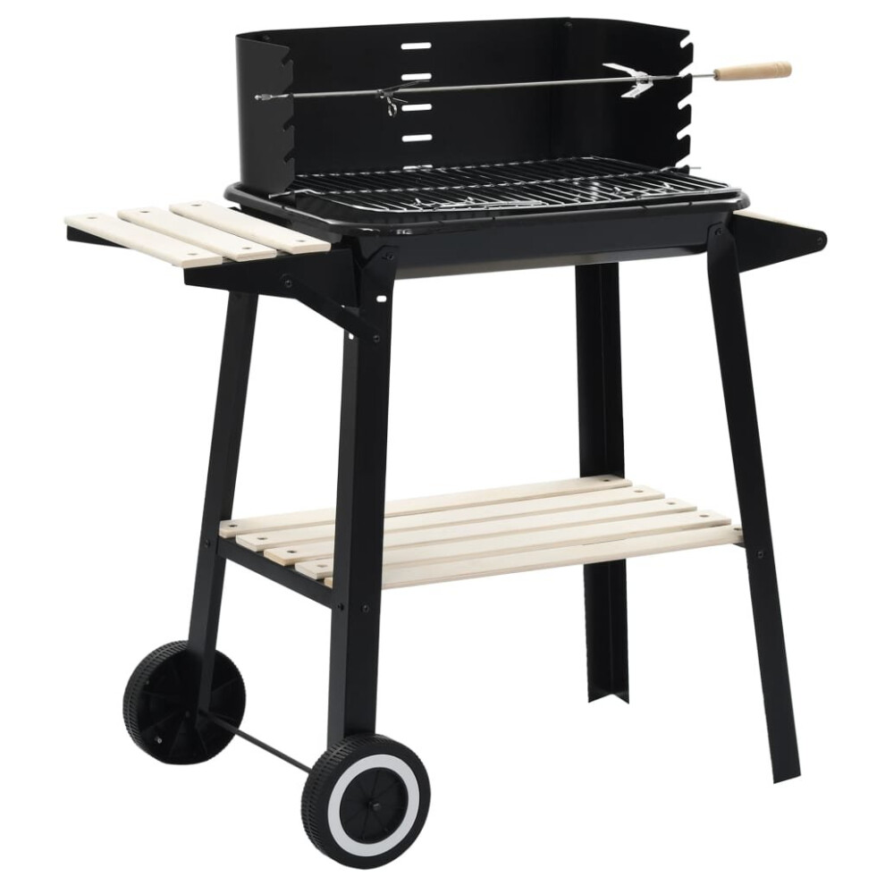 vidaXL Charcoal BBQ Stand with Wheels Outdoor Garden Cooker Barbecue Grill