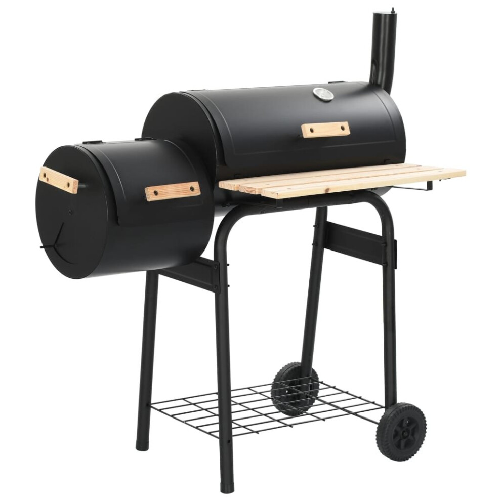 Vidaxl Classic Charcoal Bbq Offset Smoker Outdoor Garden Picnic Barbecue Grill Black