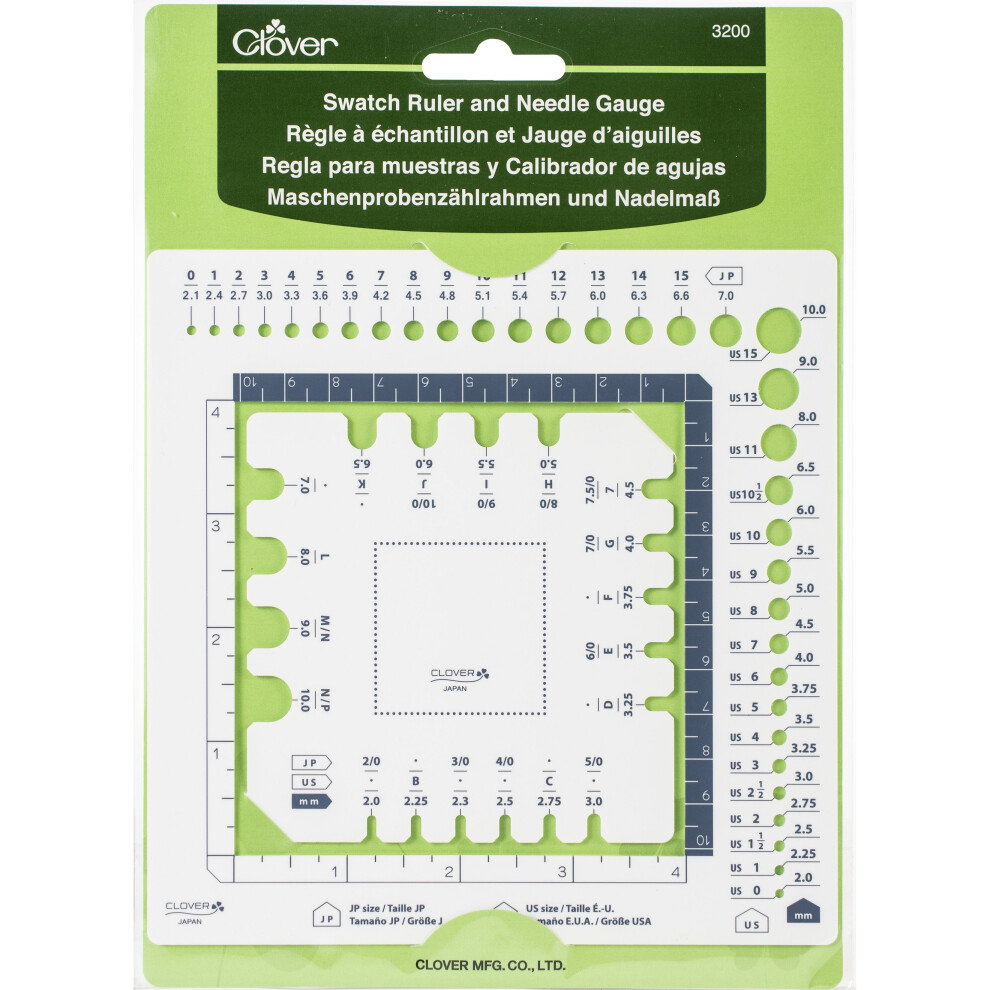 Clover Swatch Ruler & Needle Gauge-