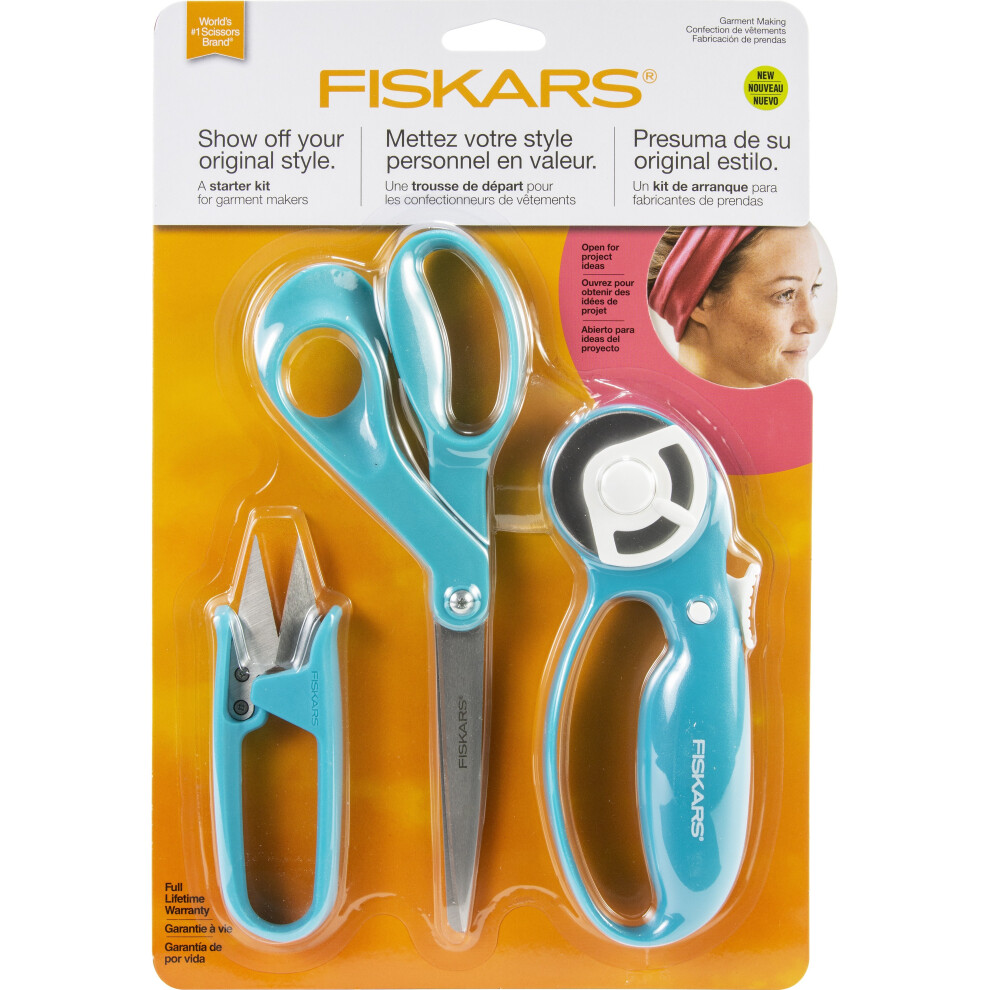 Fiskars Garment Sewing Fashion Starter Set 3pcs-Rotary Cutter, Thread Snips & Scissors 154233