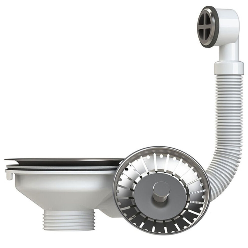 Kitchen Sink Basket Strainer Waste and Round Overflow