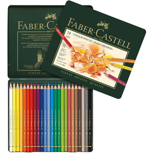 Faber-Castell Polychromos Colored Pencil Set In Metal Tin 24pc-