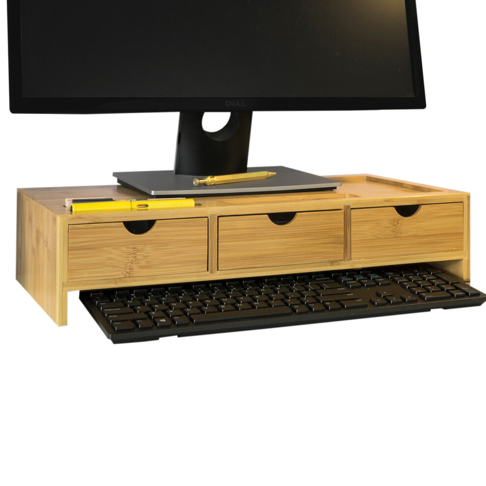 SoBuy® BBF03-N, 3 Drawers Computer Screen Monitor Stand Desk Organizer