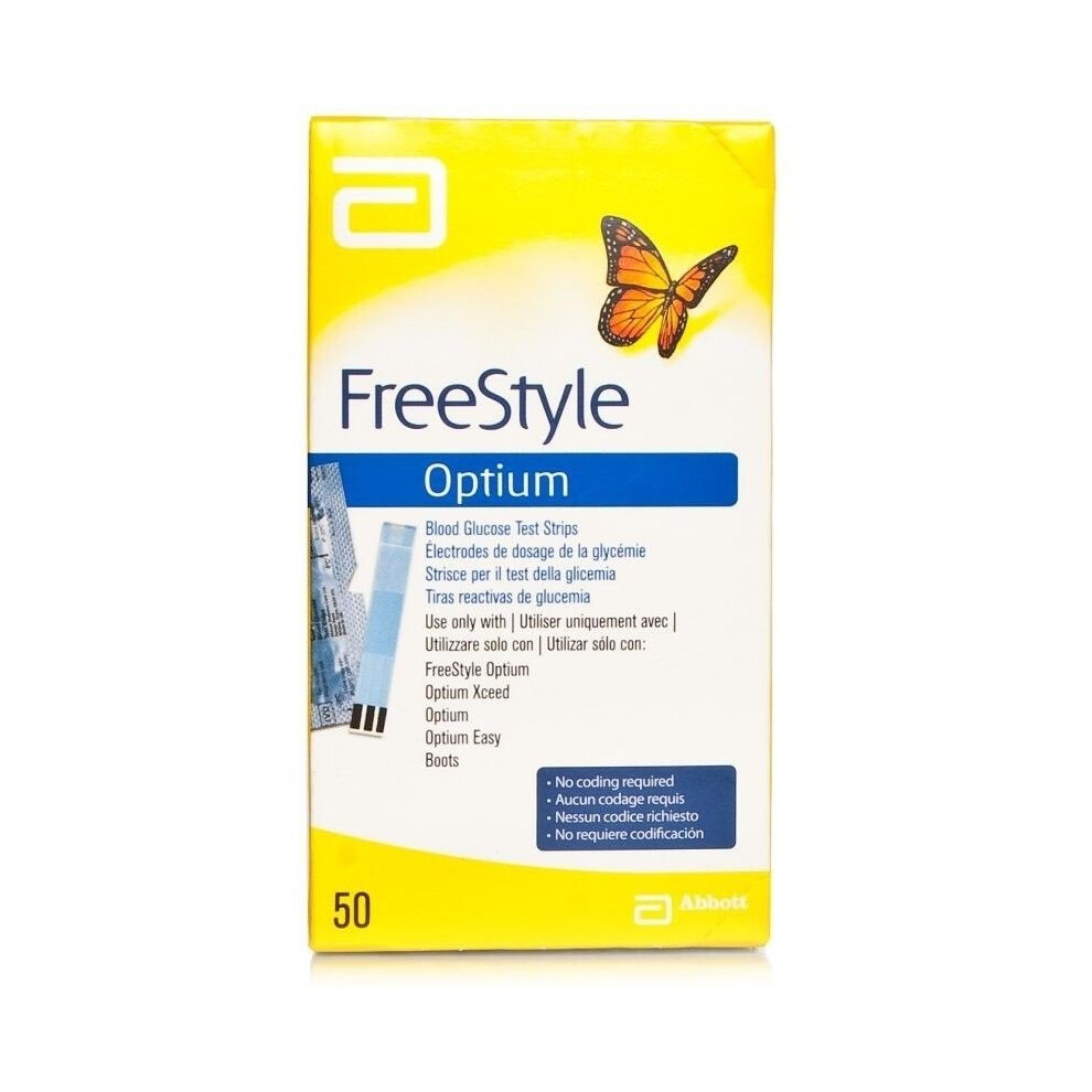 Abbott Freestyle Optium Blood Glucose Test Strips - 50 Test Strips