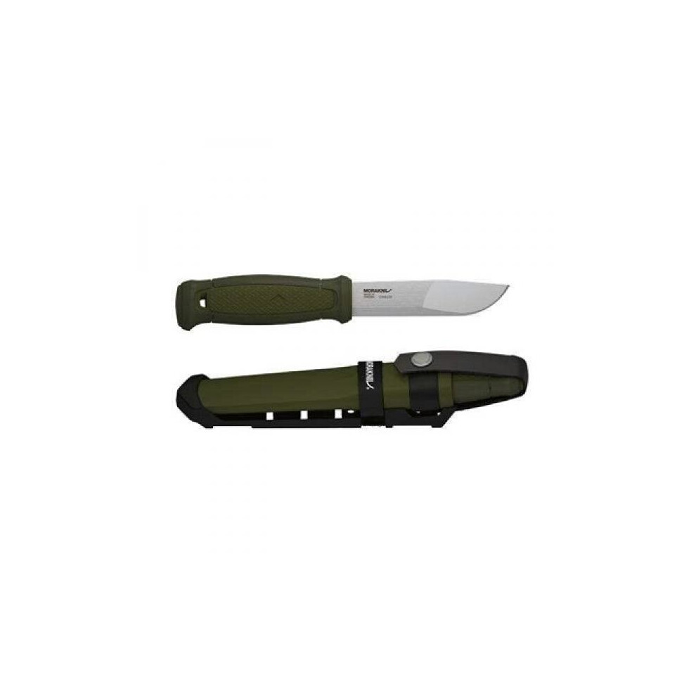 Mora Kansbol Multi Mount Bushcraft Knife Fixed 4.3" Blade, Green TPE Handle, Polypropylene Sheath