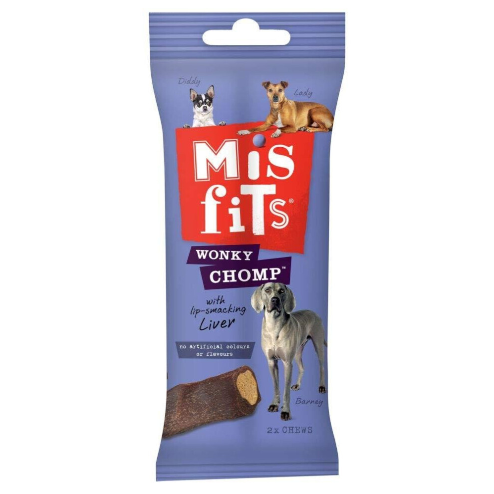 Misfits Liver Flavoured Wonky Chomp Medium Dog Treats (Pack Of 12)