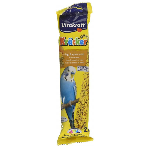(One Size, Egg/Grass Seed) Vitakraft Budgie Kracker Treats (Pack Of 7)