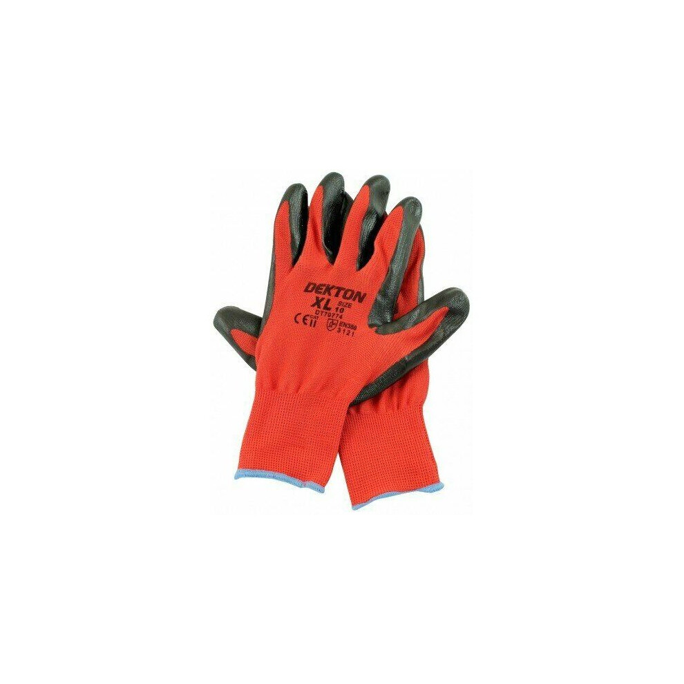 Dexton Ultra Grip Working Gloves Size 10 / XL Nitrile Coated DIY Pro Polyester