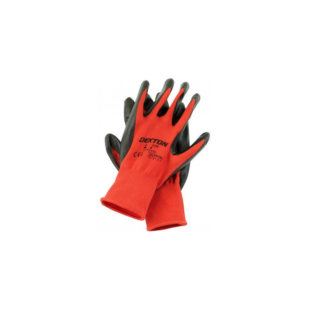 Dexton Ultra Grip Working Gloves Size 9 / L Nitrile Coated Diy Pro Polyester 5055441413754