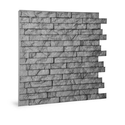 Profhome 3D 704500 Ledge Stone Portland Cement Decor panel 3D shiny grey 2 m2