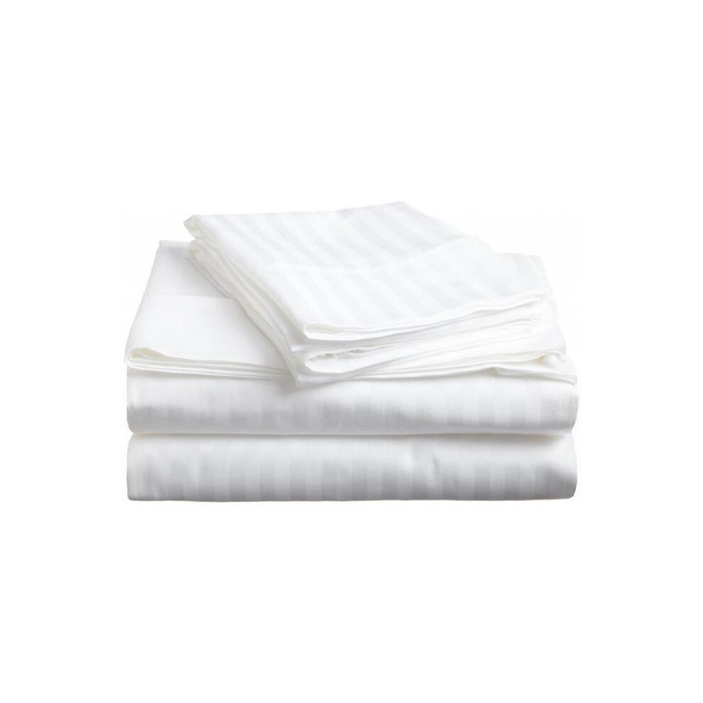Egyptian Cotton 650 Thread Count Stripe Sheet Set  King-White