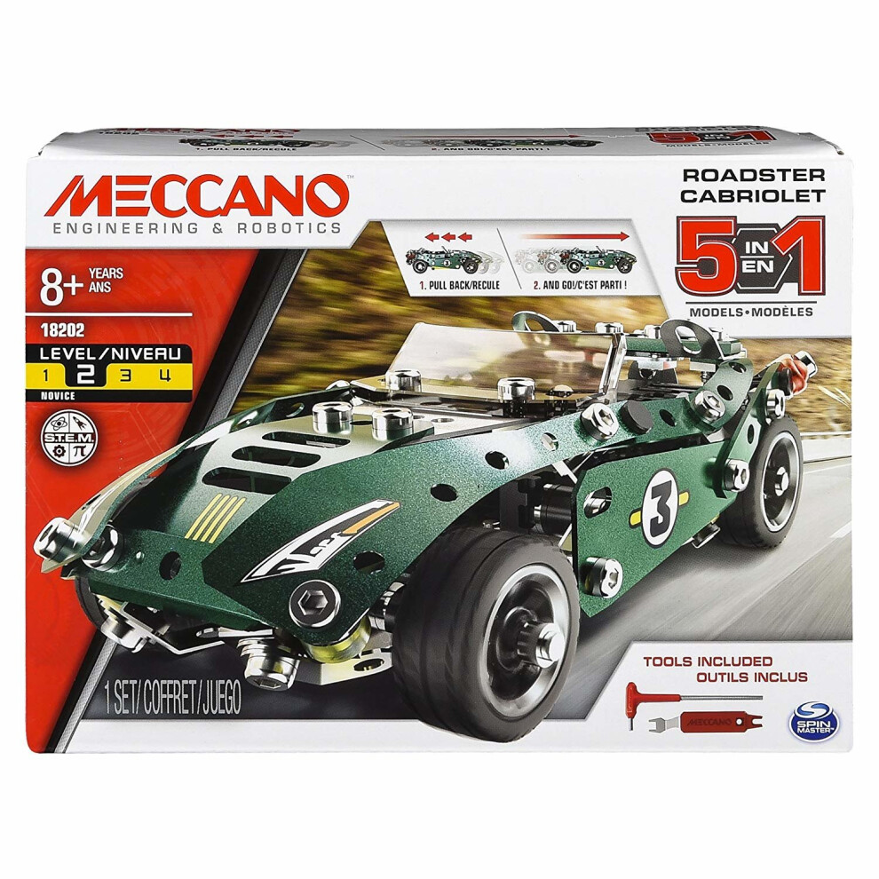 Meccano Roadster Cabriolet | 5 in 1 Meccano Car Set