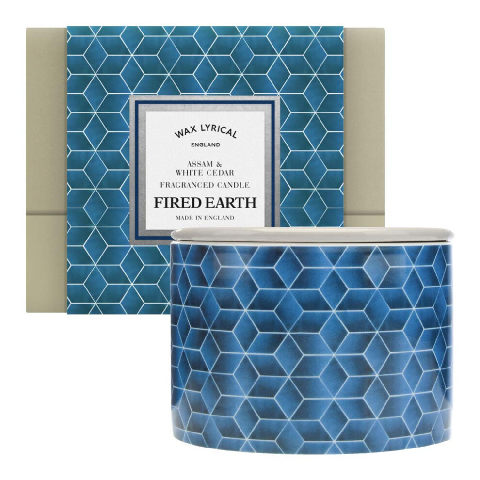 Wax Lyrical Fired Earth Fragranced 2 Wick Ceramic Candle Jar Assam & Cedar White