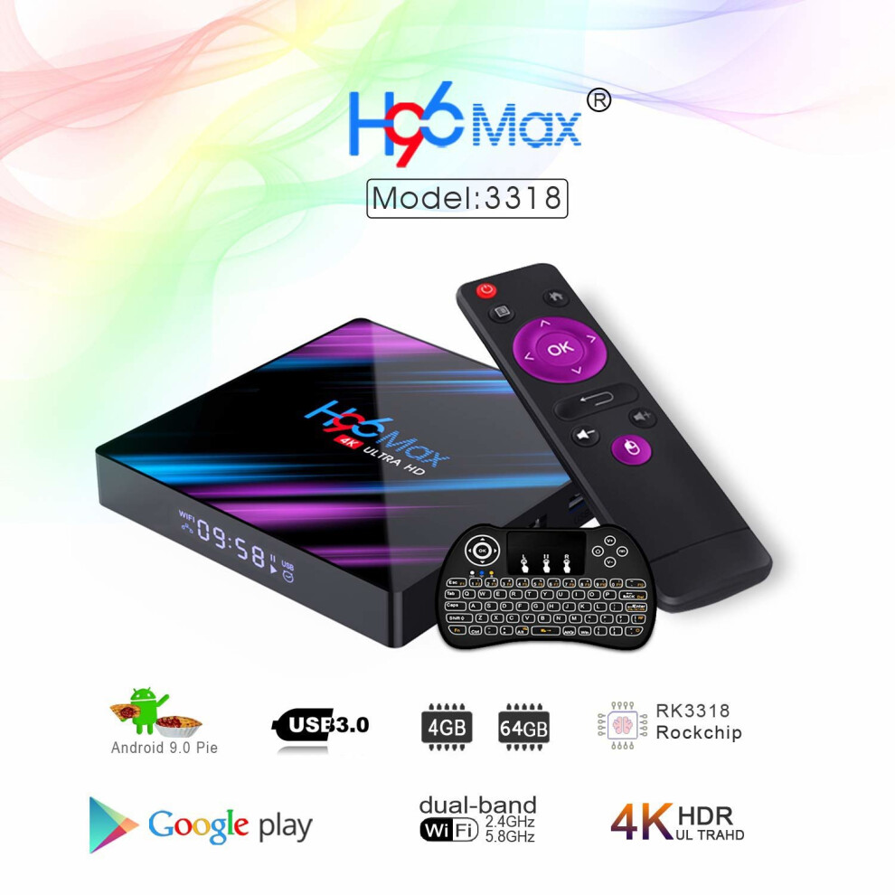 H96 Max Android 9.0 Quad Core Smart Tv Box Wifi 2.4G/5G Mini Keyboard 6903472271067