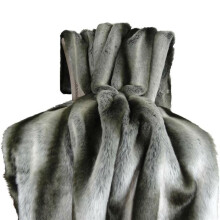 Plutus PB16430-8090-TC 80 x 90 in. Chinchilla Faux Fur Handmade Throw Blanket - Gray & Silver
