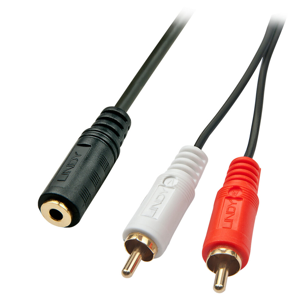 Lindy 35677 Audio Cable 0.25 M 2 X Rca 3.5Mm Black/Red/White 4002888356770
