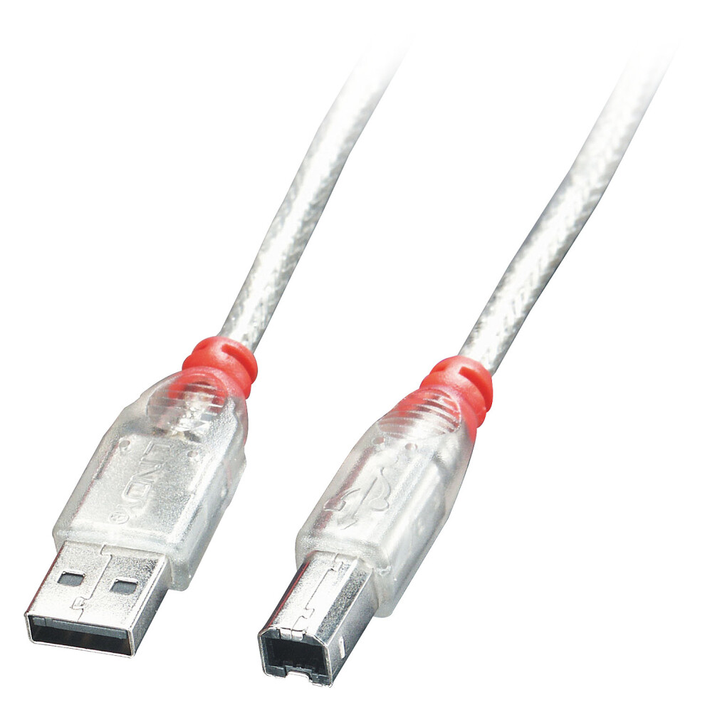 Lindy 41750 Usb Cable 0.2 M Usb A Usb B Male Transparent 4002888417501