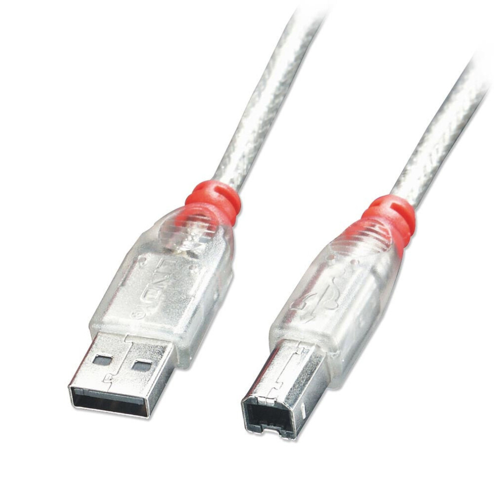Lindy 41751 Usb Cable 0.5 M Usb A Usb B Male Transparent 4002888417518